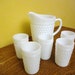Vintage Milk Glass Pitcher and Glasses Set - 5 Glasses - Anchor Hocking Hobnail - Wedding Decor - Shabby Chic - Cottage Chic