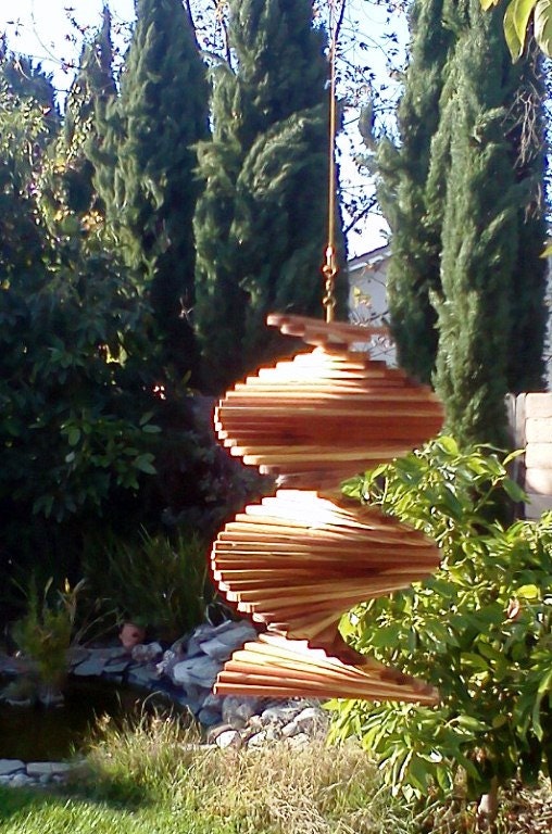 Zen Wood Wind Spinner 12 inch Redwood Helix
