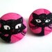 Black cat glittery button earrings