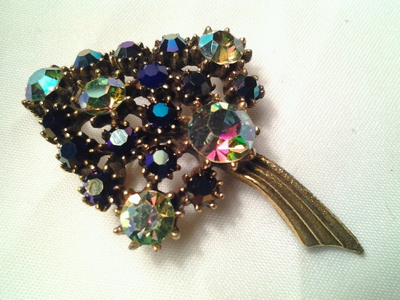 vintage costume jewelry brooch pin rhinestone aurora borealus ab ... vintage costume jewelry brooch pin rhinestone aurora borealus ab ...