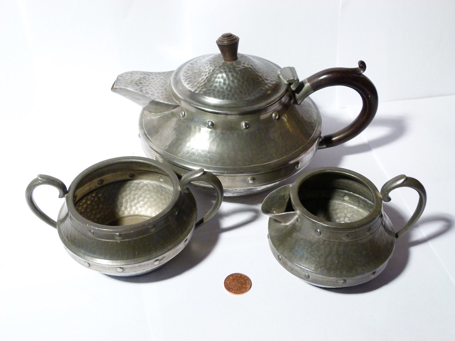 miniature pewter tea set