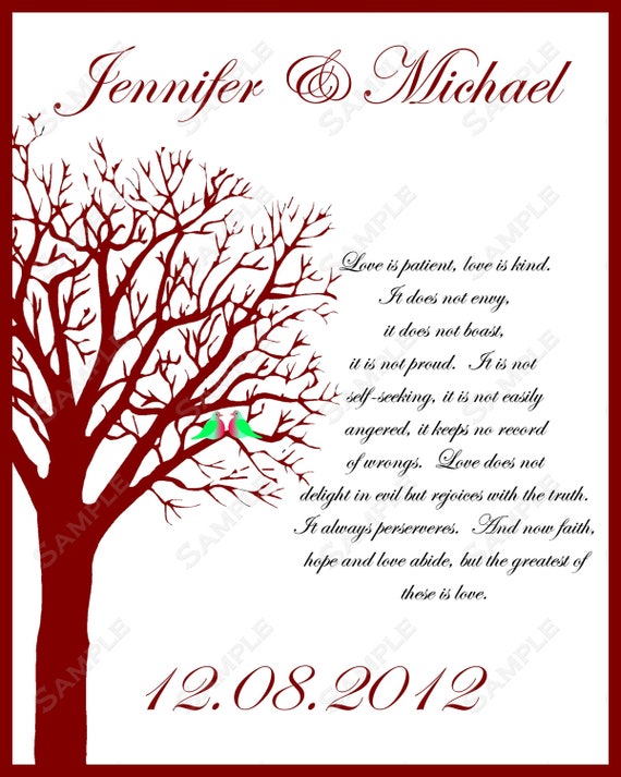 Items similar to Personalized Wedding  Tree Print with Love  