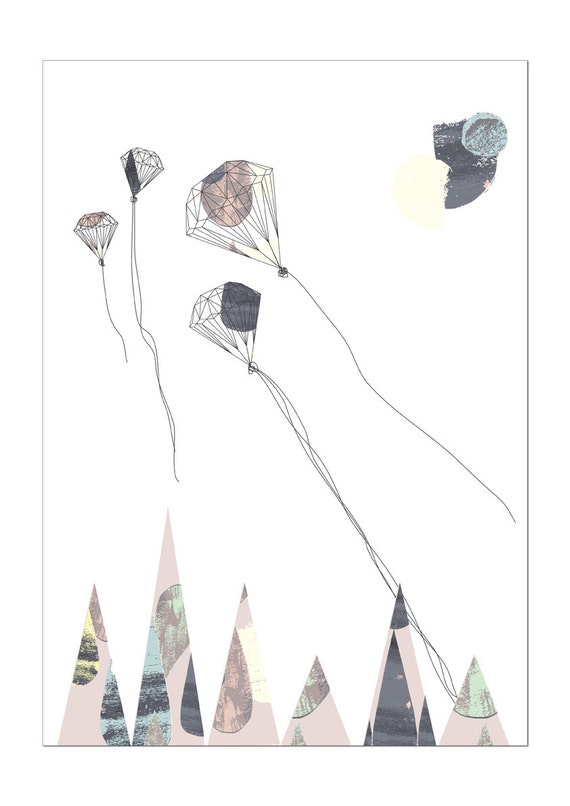 kites with diamonds fine art collage