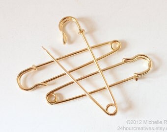 Giant Gold Kilt Pins - 3 Inch Kilt Pins - Three Inch Kilt Pins - Gold Plated Steel - Large Pins - Big Pins - Safety Pins - Pack of 10 Ten