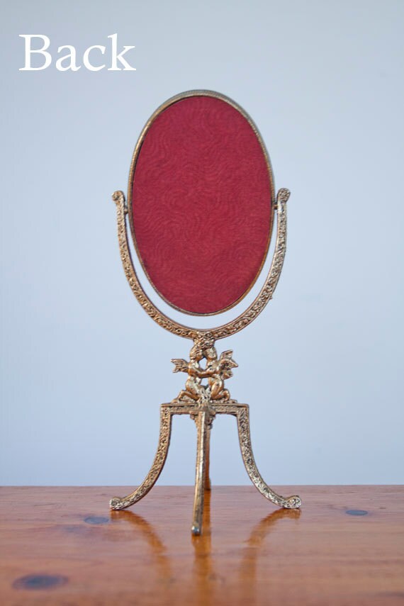 Makeup Mirror on Stand Vintage Brass Standing Mirror