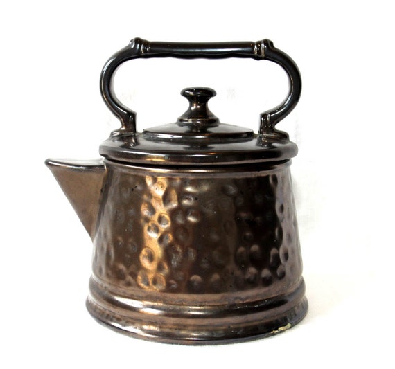 Hammered Bronze Pottery Tea Kettle Shaped by NewOrleansEclectics