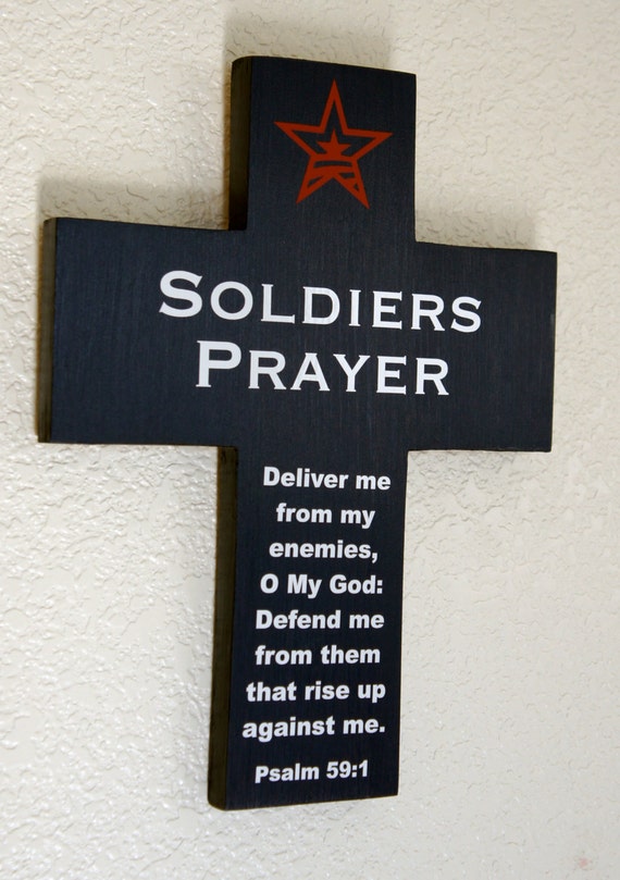 Soldiers Prayer Pine Wood Cross Psalm 59 / gift for military