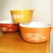 Vintage Pyrex Casserole Dishes, Autumn Color Collection, Flower, Wheat Design