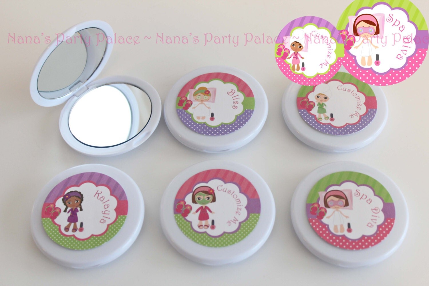 Spa Day Party Favors Custom Compact Mirror Girls Spa