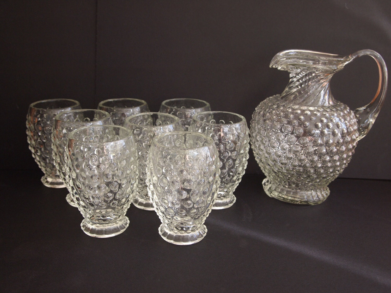 1970's Tiara Hobnail Glass Beverage Set of 8