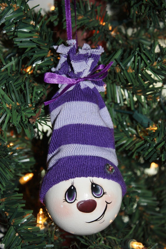 Hand Painted Pretty In Purple Light Bulb Ornament