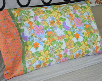 Handmade Standard Sz Pillowcases Butterflys & Flowers