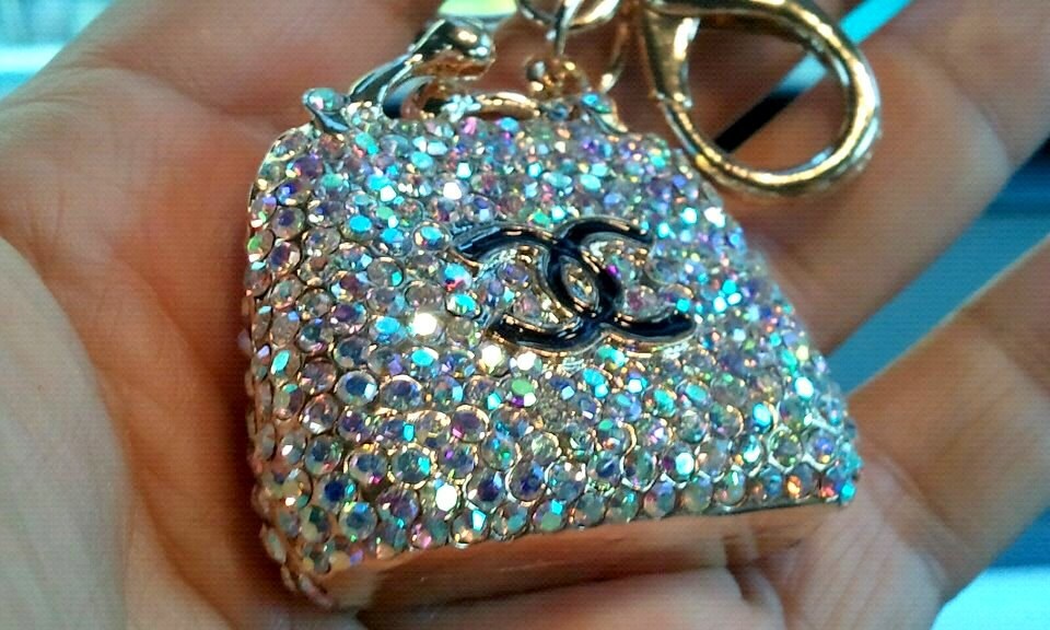 Chanel Inspiration Rhinestone key ring purse charm