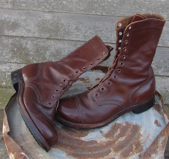 1950's Brown Korean War Era Boots Vintage Leather Boots