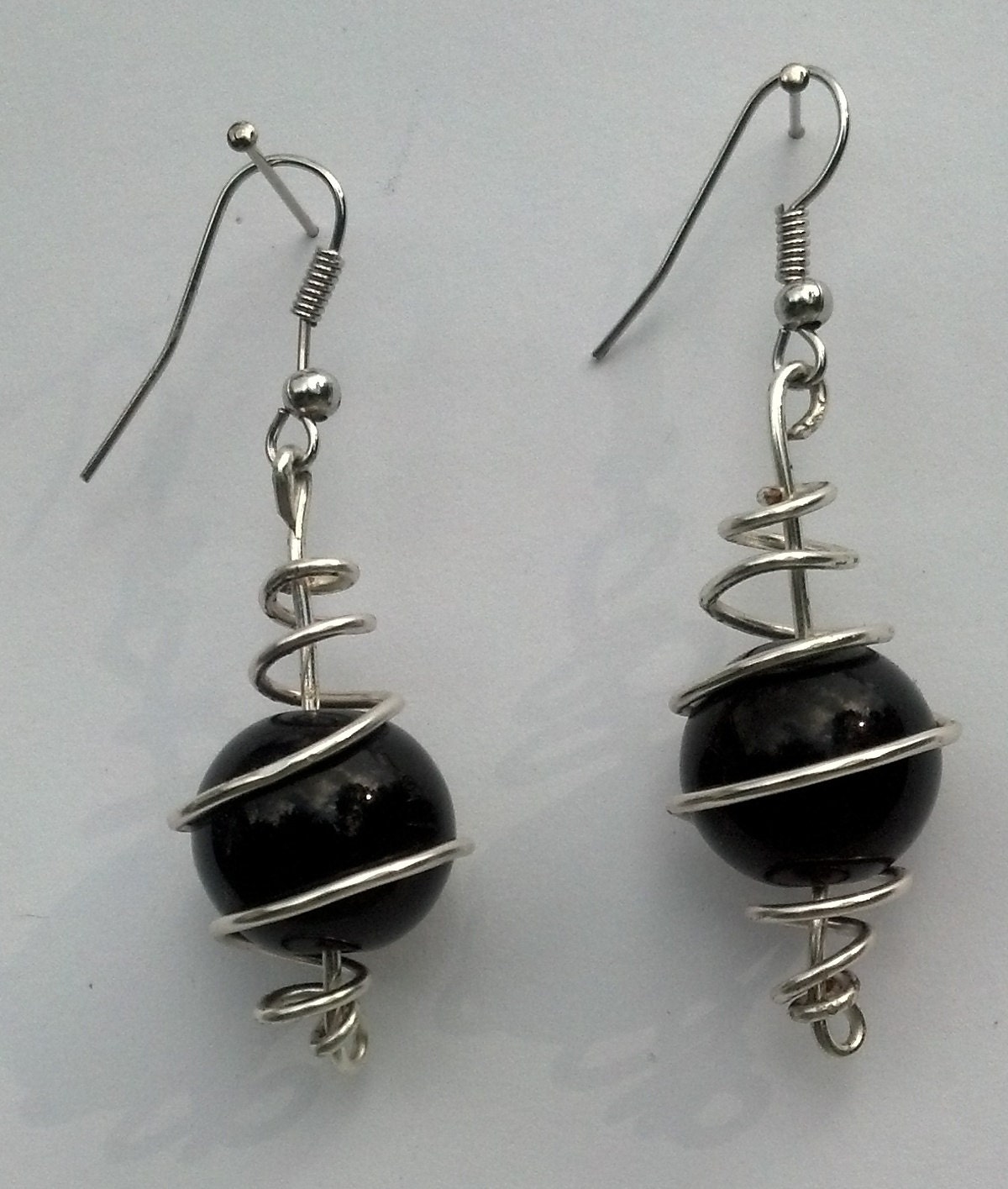 Black Wire Wrapped Earrings