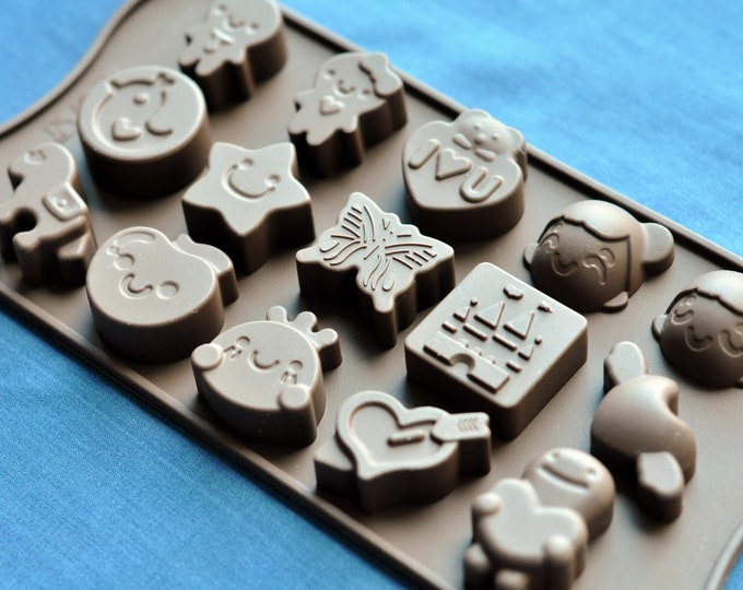 Silicone Chocolate Molds Mini Soap Ice Candy Molds - Adorable 15 Cavity