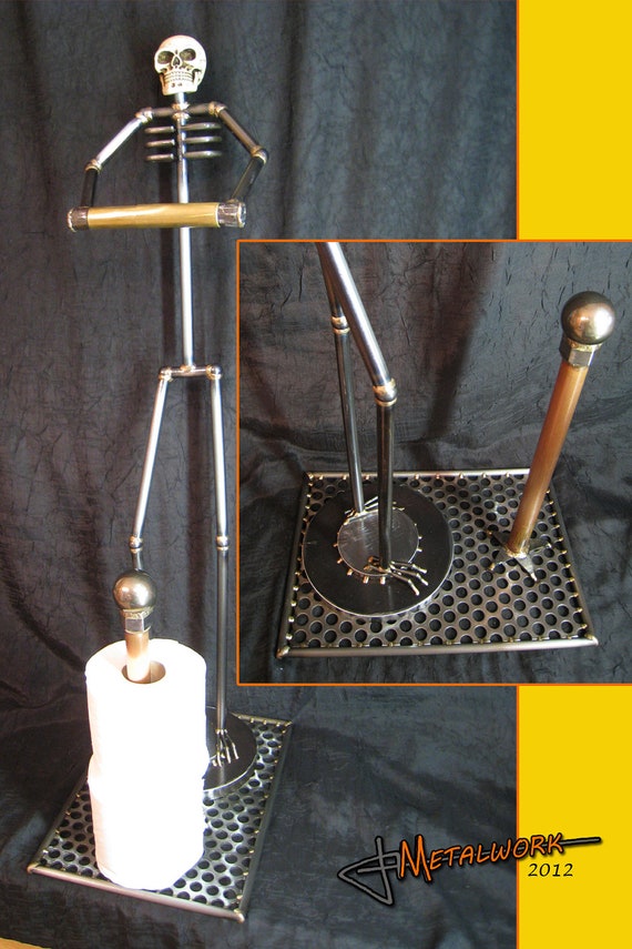 Skeleton Toilet Paper Holder 32 tall by JMmetalwork on Etsy