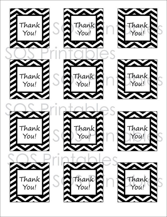 black and white chevron thank you tags printable pdf