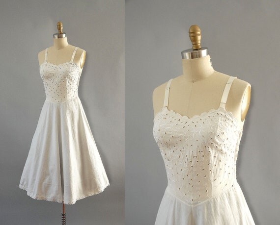 1950s Slip Dress / Eyelet Cotton / 50s by TheSlipperie on Etsy