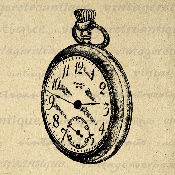 Pocket Watch Printable Graphic Image by VintageRetroAntique