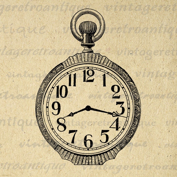 Antique Pocket Watch Clock Pocketwatch Digital Printable Download ...