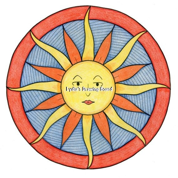 Mandala Sun Fine Art Giclee Print by Lydiasdrawingboard on Etsy