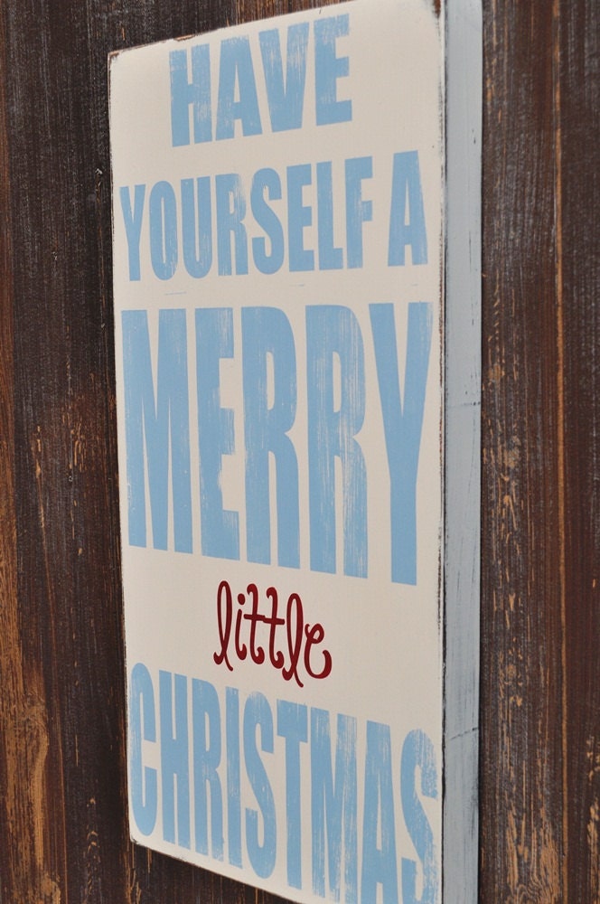 Christmas Sign, Custom Wood Sign, Christmas Decoration - Merry Little Christmas- Typography Word Art, Hand Painted Custom Wood Sign