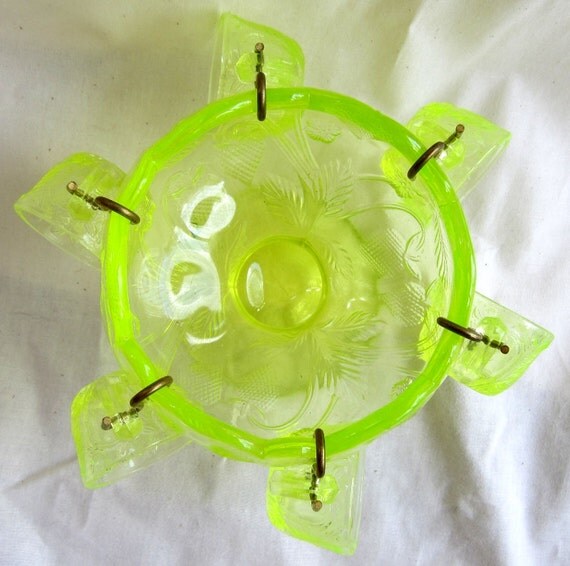 Miniature Uranium Glass Punch Bowl Set