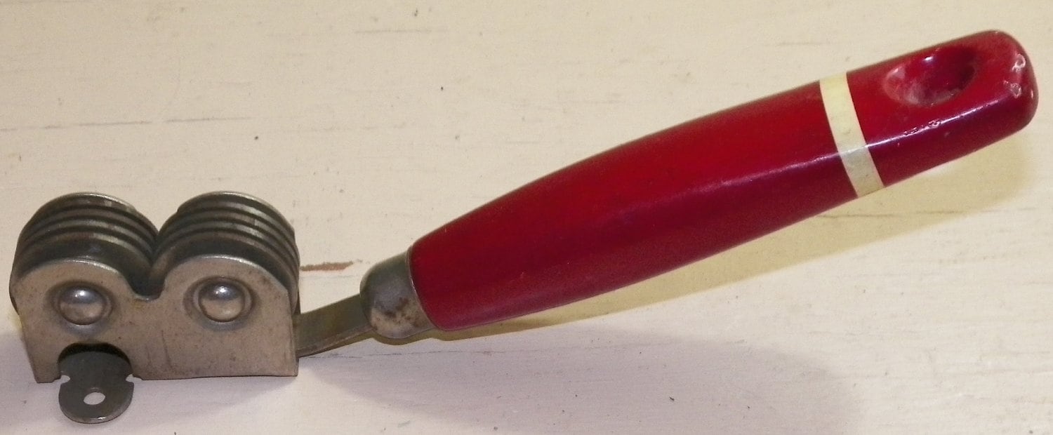 Red Vintage Knife Sharpener Wood Handle Ekco Vintage