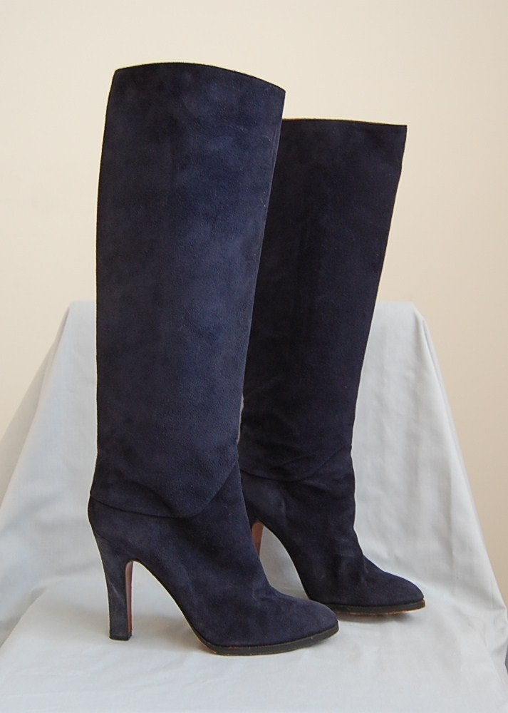 womens navy blue tall boots