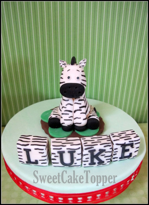 3 Zebra Fondant Cake Topper Handmade Edible Cake