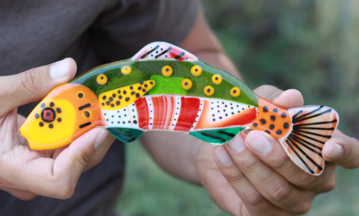 multicolored inch fused glass decorative fish