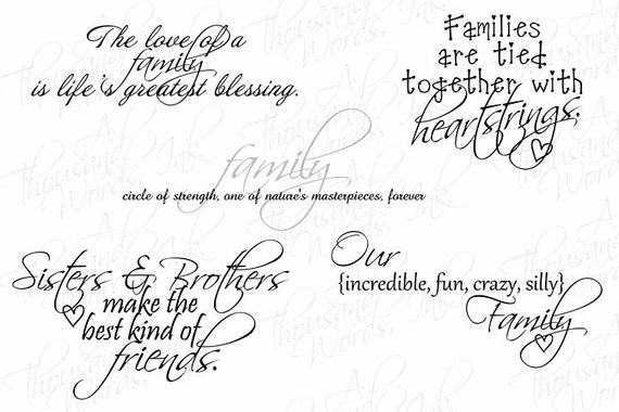 digital scrapbook family themed word art png file photo