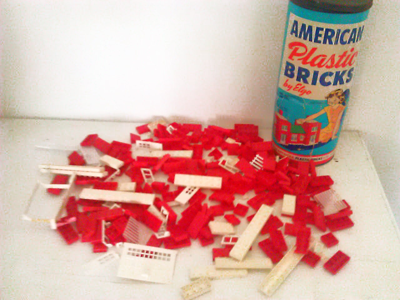 Vintage American Plastic Bricks Red Brick Building Blocks by