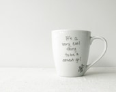 Atom Mug - "It's a Very Cool Thing To Be a Smart Girl" Mug - Black Hand Painted on a White Coffee Cup