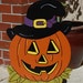 Pumpkin Wearing A Witches Hat Outdoor/Indoor Halloween sign