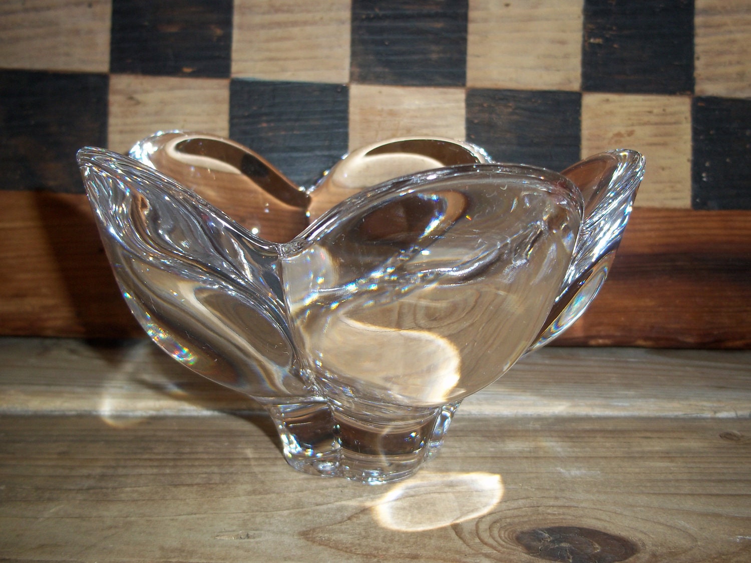 Vintage Mikasa Lead Crystal Glass Bowl Dish in the Zinnia Pattern