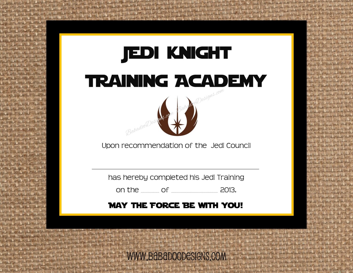 Printable Jedi Certificate Printable Word Searches