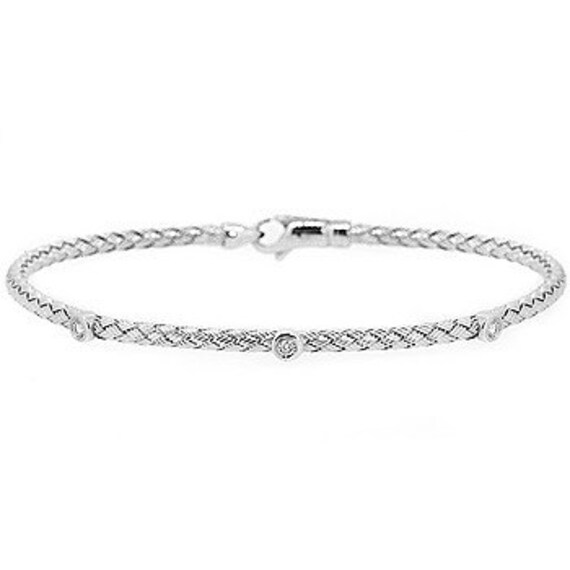 SoftBangle Basket Weave Diamond Bracelet 14k White Gold