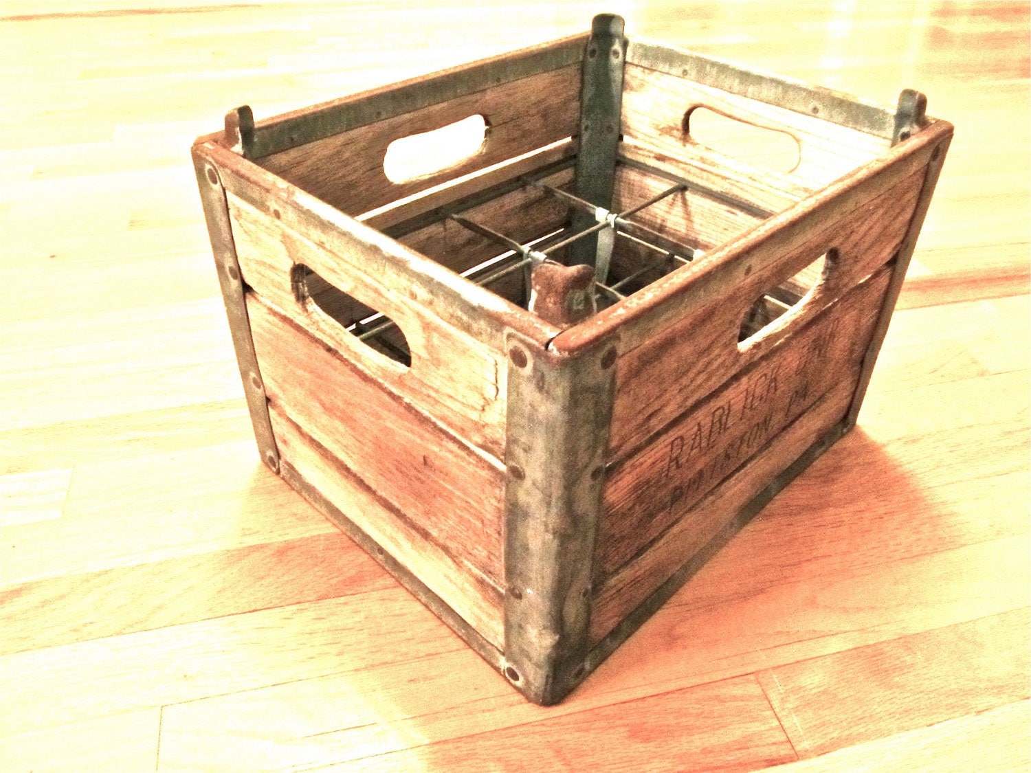 Vintage Wood & Metal Milk Crate