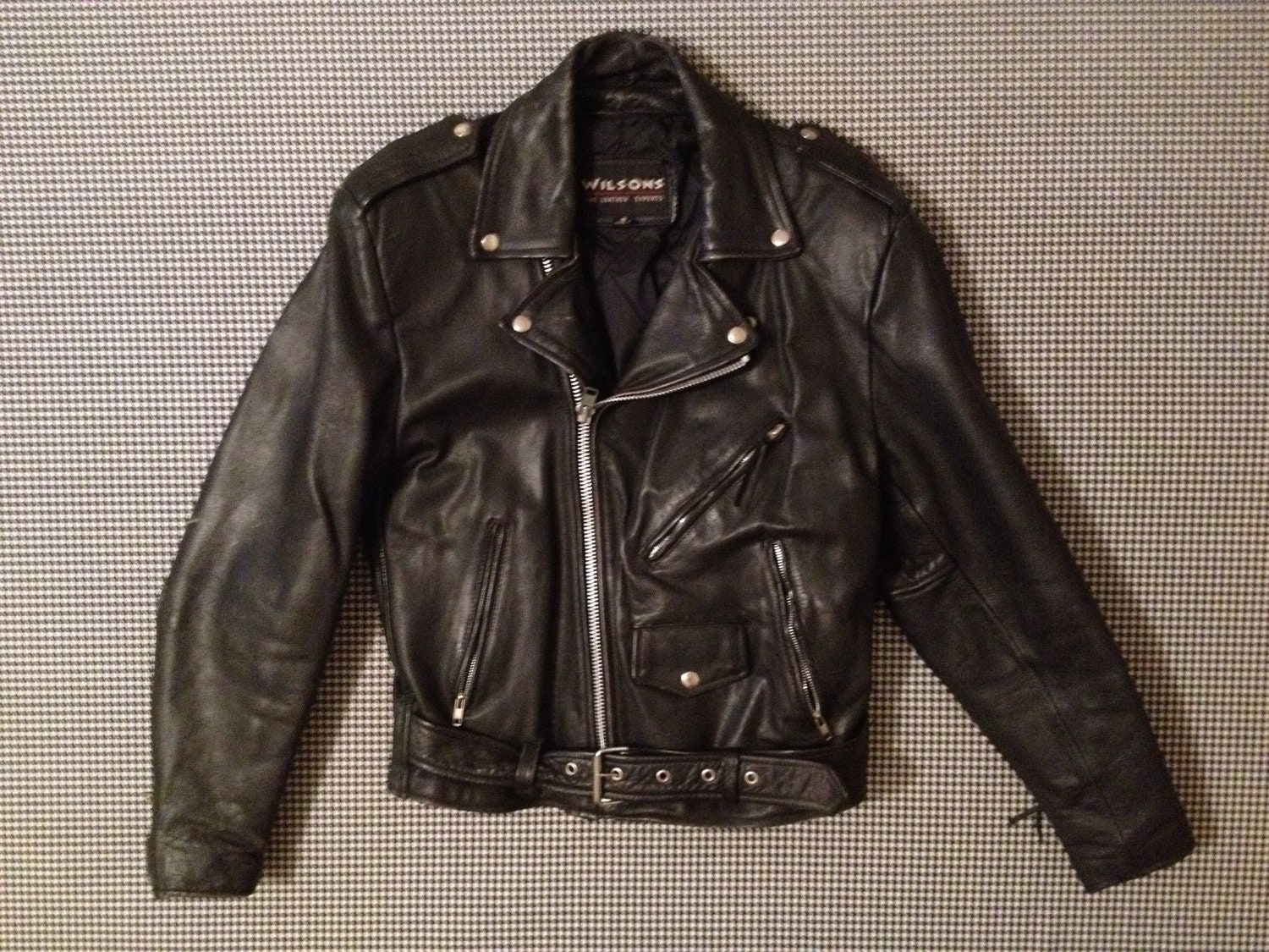 bad-ass heavy black leather motorcycle jacket by brinkdwellers