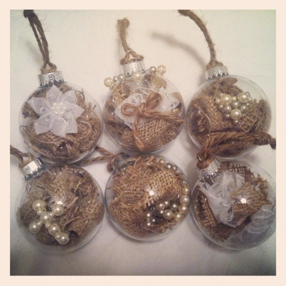 six rustic christmas ornaments with pearl embellishments six rustic christmas ornaments with pearl embellishments