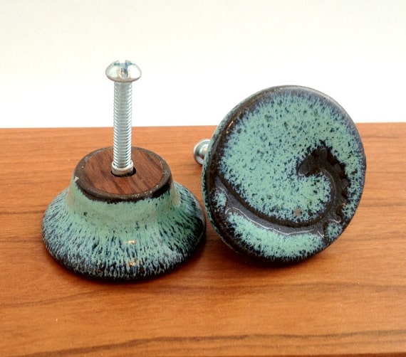 2 Turquoise Knobs by on Etsy