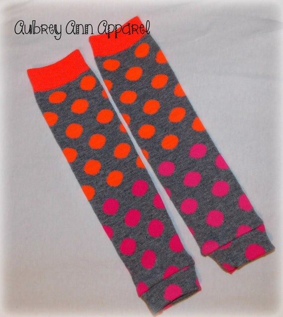 Baby Leg WarmersPink and Orange Polka by