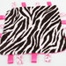 Minky Pink and Brown Zebra Print Lovey with Fuschia Back with Ribbon Tags
