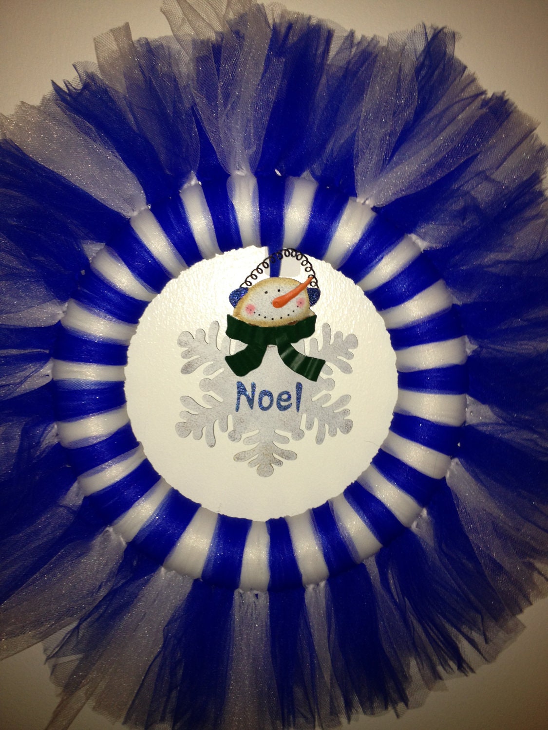 Blue and White Christmas Tulle Wreath