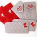 Handmade Luxe Mini Envelopes - QTY 6 Red and gray formal envelopes 4 x 2.5 in 10x6cm -supplies gifts thank you notes packaging