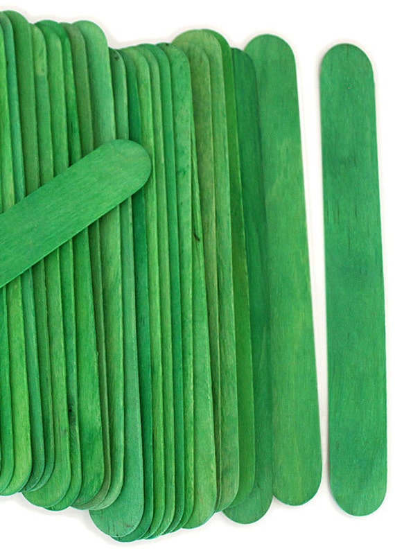 100 Jumbo Size Green Craft Sticks 6