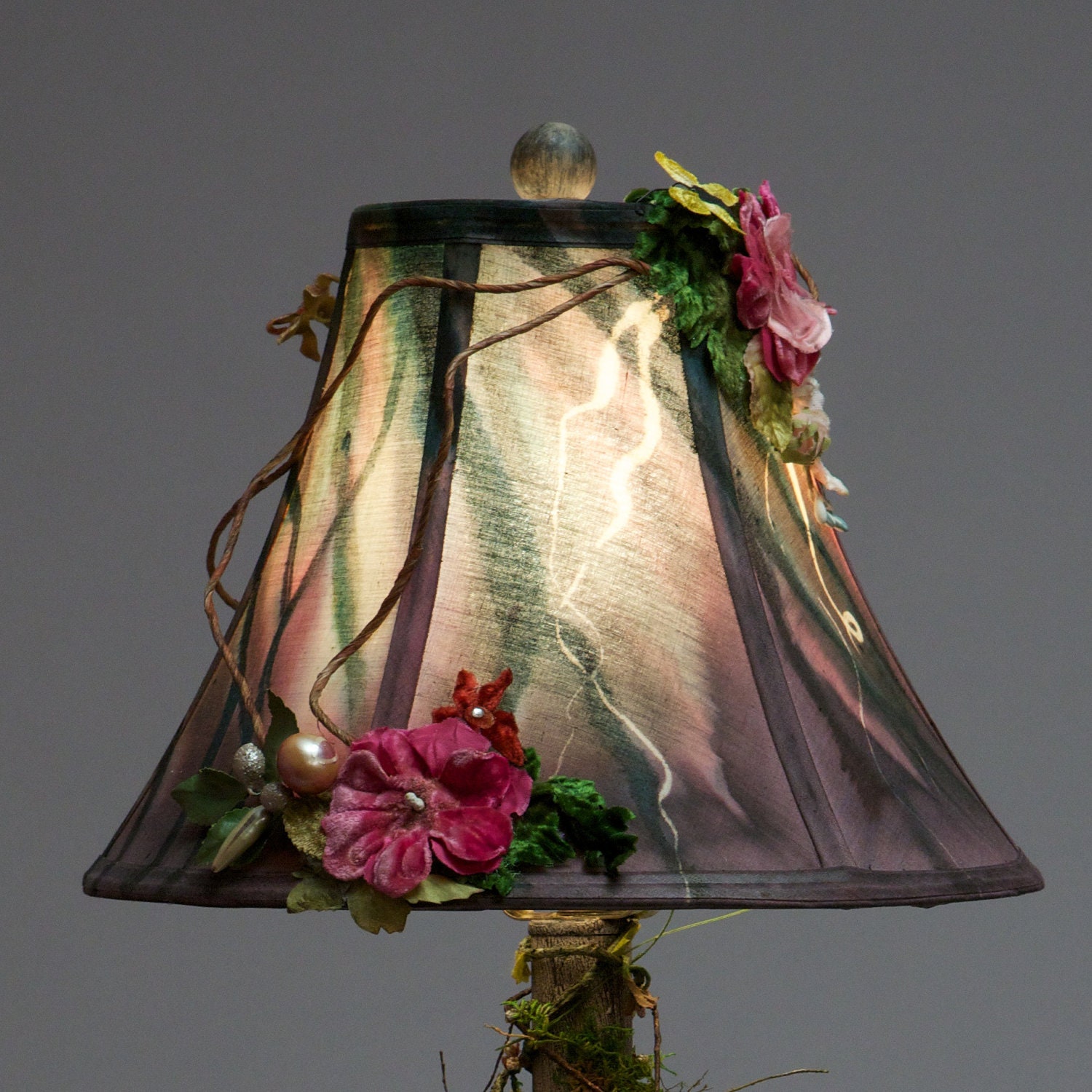 Delightful Floral hand dyed Lamp Shade by SHADESofEnchantment