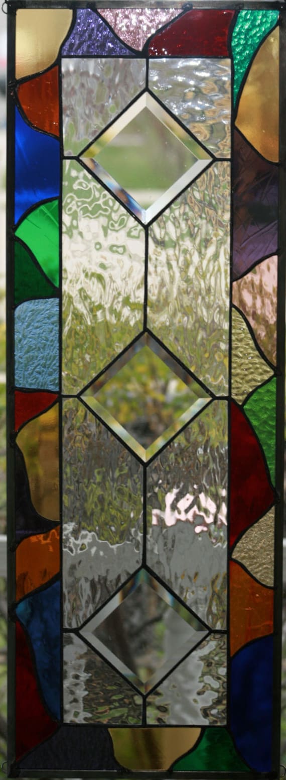 Jumbled Large Stained Glass Window Panel by Lindaleeglass on Etsy